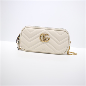 Gu.cci GG Marmont Mini Chain Bag White Leather 546581