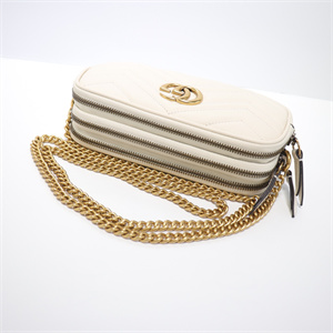 Gu.cci GG Marmont Mini Chain Bag White Leather 546581