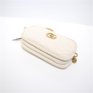 Gu.cci GG Marmont Mini Chain Bag White Leather 546581