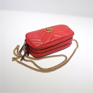 Gu.cci GG Marmont Mini Chain Bag Red Leather 546581