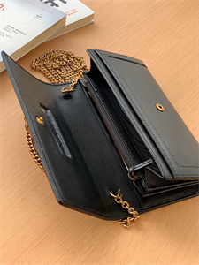Gu.cci Diana Chain Wallet Black Leather 658243