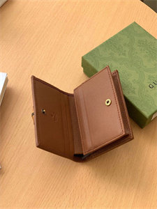 Gu.cci Diana Card Case Wallet Brown Leather 658244