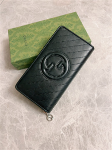 Gu.cci Blondie Zip Around Wallet Black Leather 760312