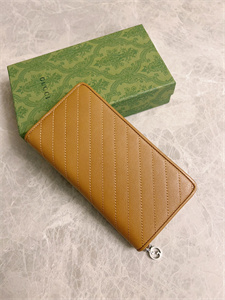 Gu.cci Blondie Zip Around Wallet Brown Leather 760312