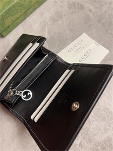 Gu.cci Blondie Card Case Wallet Black Leather 760317