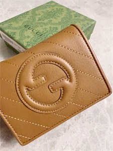 Gu.cci Blondie Card Case Wallet Brown Leather 760317