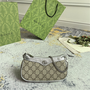 Gu.cci Ophidia Mini Bag GG Supreme Canvas Silver 764960