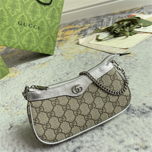 Gu.cci Ophidia Mini Bag GG Supreme Canvas Silver 764960