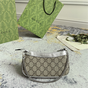 Gu.cci Ophidia Mini Bag GG Supreme Canvas Silver 764960