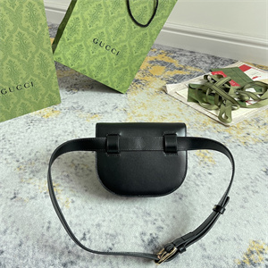 Gu.cci Horsebit 1955 Rounded Belt Bag Black Leather 760198