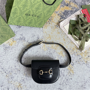 Gu.cci Horsebit 1955 Rounded Belt Bag Black Leather 760198