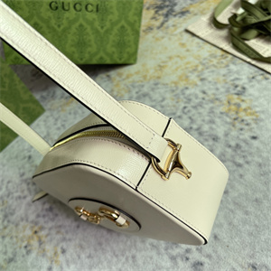 Gu.cci Horsebit 1955 Small Shoulder Bag White Leather 760196