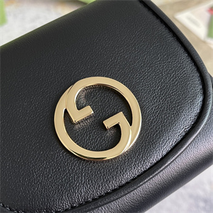 Gu.cci Blondie Medium Chain Wallet Black Leather 725219