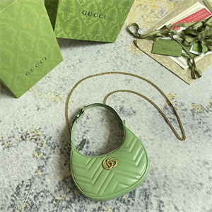 Gu.cci GG Marmont Half Moon Shaped Mini Bag Light Green 699514