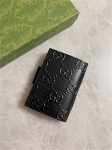 Gu.cci GG Passport Case With Interlocking G Black Leather 724562