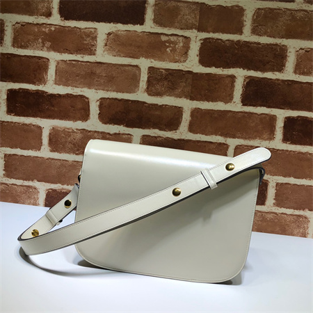 Gu.cci Horsebit 1955 Shoulder Bag White Leather 602204