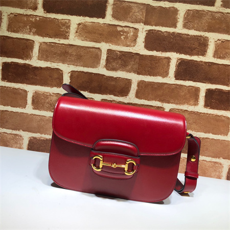 Gu.cci Horsebit 1955 Shoulder Bag Red Leather 602204