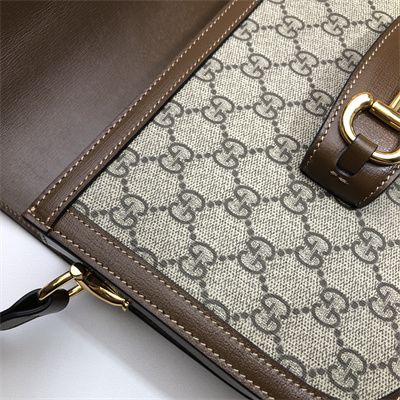 Gu.cci Horsebit 1955 Shoulder Bag GG Canvas Brown 602204