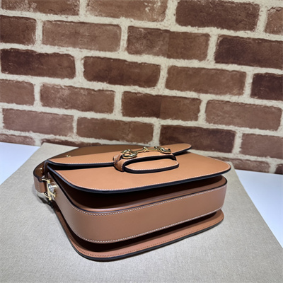 Gu.cci Horsebit 1955 Shoulder Bag Brown Leather 602204