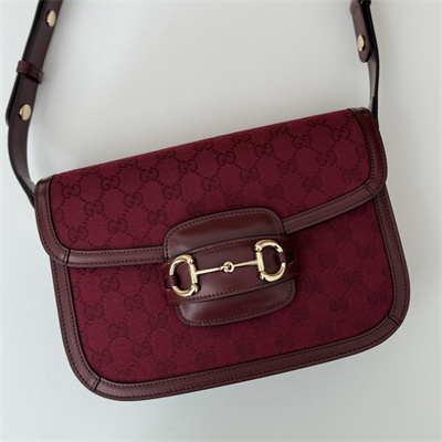 Gucci Horsebit 1955 Shoulder Bag GG Canvas Burgundy 602204