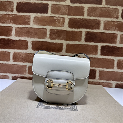 Gu.cci Horsebit 1955 Mini Rounded Bag White Leather 760191