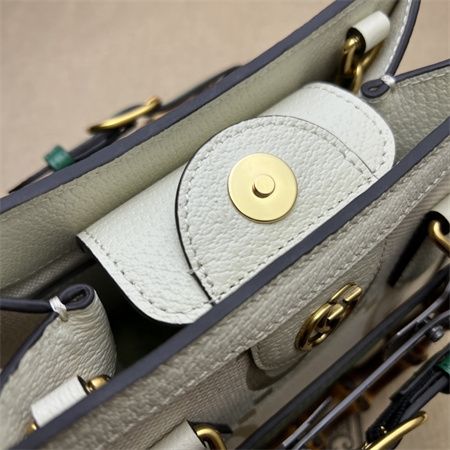 Gu.cci Diana Mini Tote Bag White Canvas 2 Straps 702732