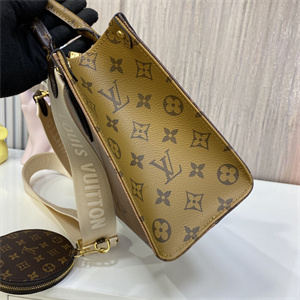 L.V ONTHEGO PM Monogram Canvas with Beige Strap M46373