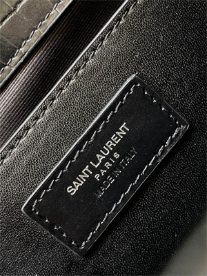 Y.S.L KATE MEDIUM TASSEL IN CROCODILE EMBOSSED Leather Silver Tone Metal Black Color