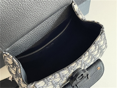 Di.or Mini  Gallop Sling Bag Beige & Black oblique Jacquard Black Grained Calfskin