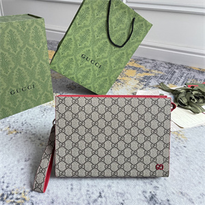 Gu.cci Pouch Canvas with GG Detail Red 768255