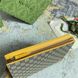 Gu.cci Pouch Canvas with GG Detail Yellow 768255