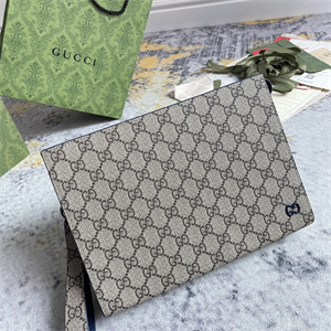 Gu.cci Pouch Canvas with GG Detail Blue 768255