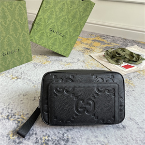 Gu.cci Jumbo GG Pouch Black Leather 760245