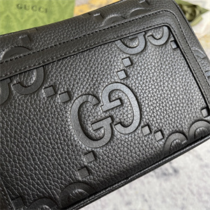 Gu.cci Jumbo GG Pouch Black Leather 760245