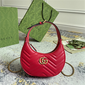 Gu.cci GG Marmont Half Moon Shaped Mini Bag Red 699514