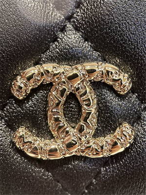 Cha.nel Wallet On Chain With Top Handle Lambskin Gold Tone Metal Black AP3575