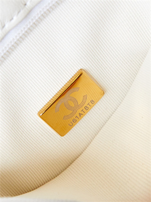 Cha.nel Mini Shopping Bag Kelly Bag Shiny Aged Calfskin Gold-Tone Metal White AS4416