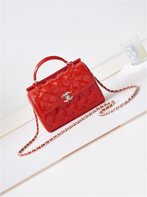 Cha.nel Small Box Bag Patent Calfskin & Gold-Tone Metal Red AS4511