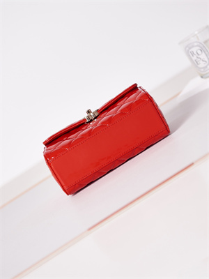 Cha.nel Small Box Bag Patent Calfskin & Gold-Tone Metal Red AS4511