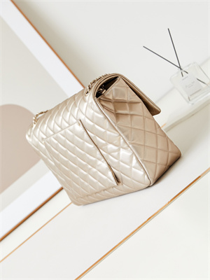 Cha.nel CF Airport Bag Calfskin Gold Tone Metal Gold AS4661