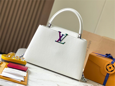 L.V Capucines MM Bag Taurillon Leather White M22055