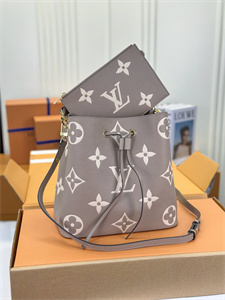 L.V Néonoé MM Bag Monogram Empreinte Tourterelle/Cream M45497