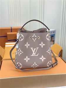 L.V Néonoé MM Bag Monogram Empreinte Tourterelle/Cream M45497