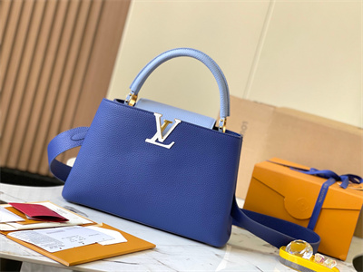 L.V Capucines MM Bag Taurillon  Leather Dark Blue/Light Blue M59466