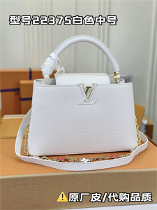 L.V Capucines MM Bag Taurillon Leather White M22375