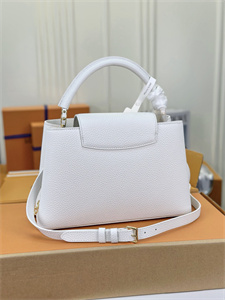 L.V Capucines MM Bag Taurillon Leather White M22375