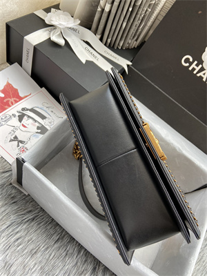 Cha.nel Medium Leboy Bag With Top Handle Python Leather Gold Metal A94804