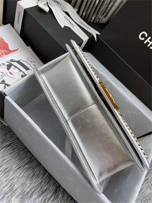 Cha.nel Medium Leboy Bag With Top Handle Python Leather Gold Metal A94804