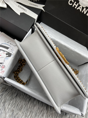 Cha.nel Medium Leboy Bag With Top Handle Python Leather Gold Metal A94804