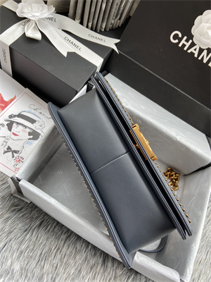 Cha.nel Medium Leboy Bag With Top Handle Python Leather Gold Metal A94804